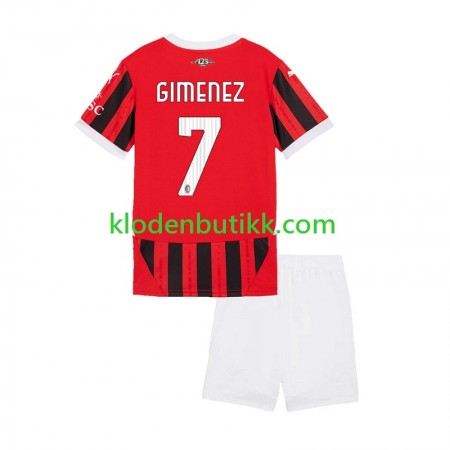 AC Milan Santiago Gimenez 7 Barn Hjemme Fotballdrakt 2024/25 Kortermet